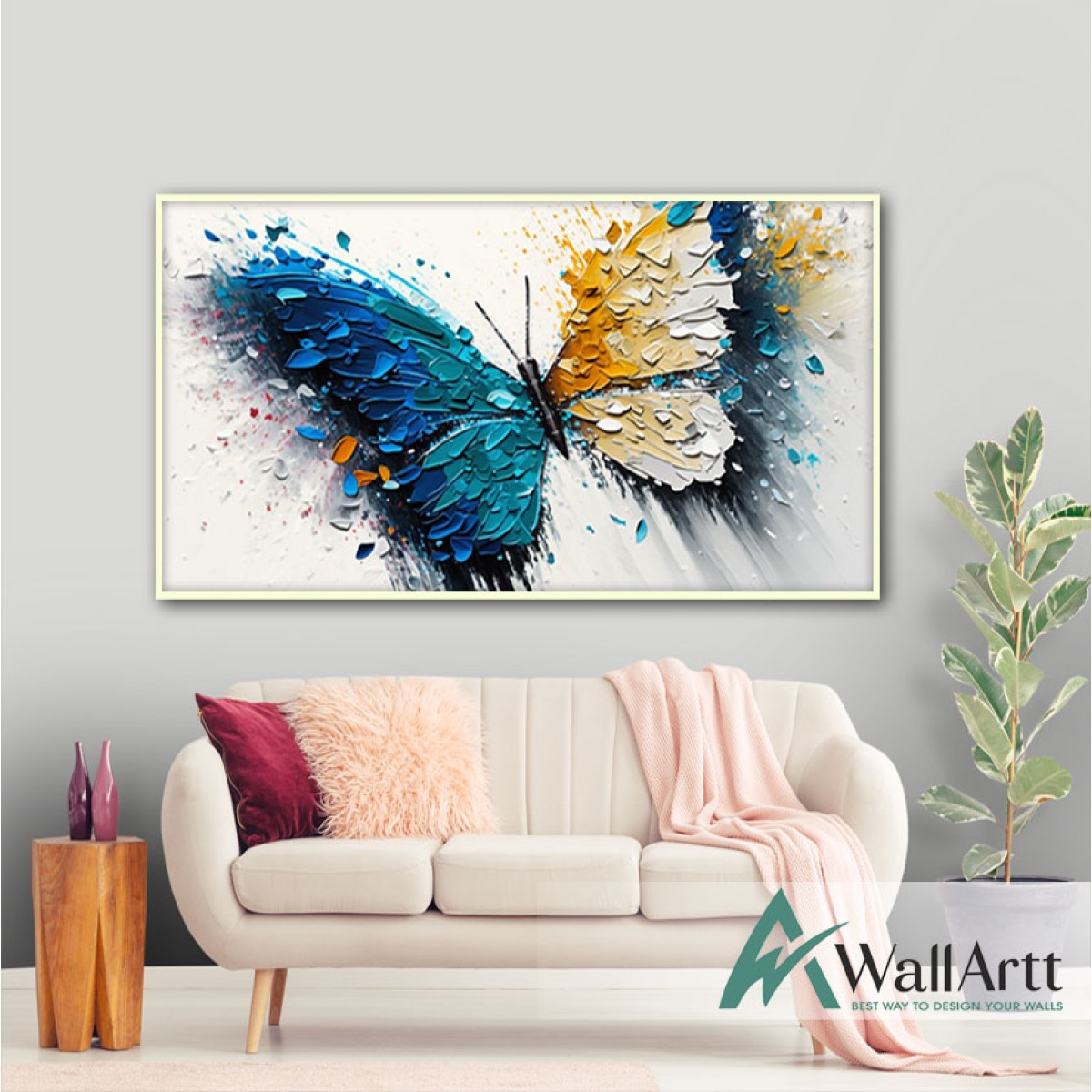 Abstract Colorful Butterfly 3d Heavy Textured Partial Oil Painting